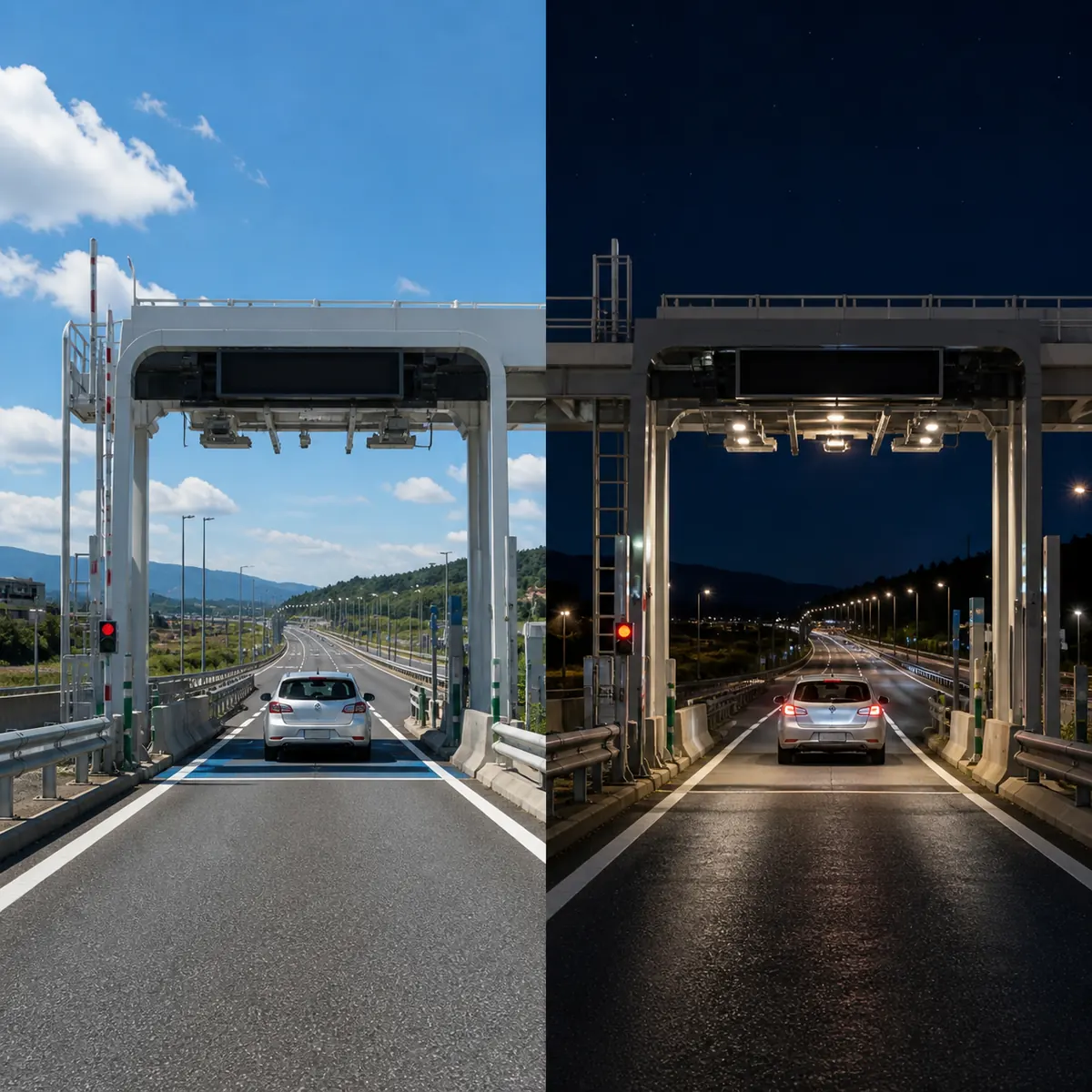 昼と夜の高速道路を比較しETC割引の時間条件を考えるイメージ